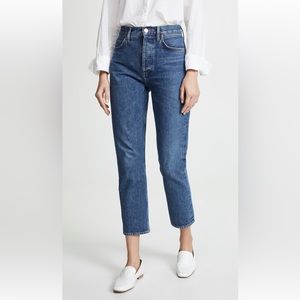 AGOLDE Riley High Rise Straight Crop Jeans. In air blue color. Worn only 3 times